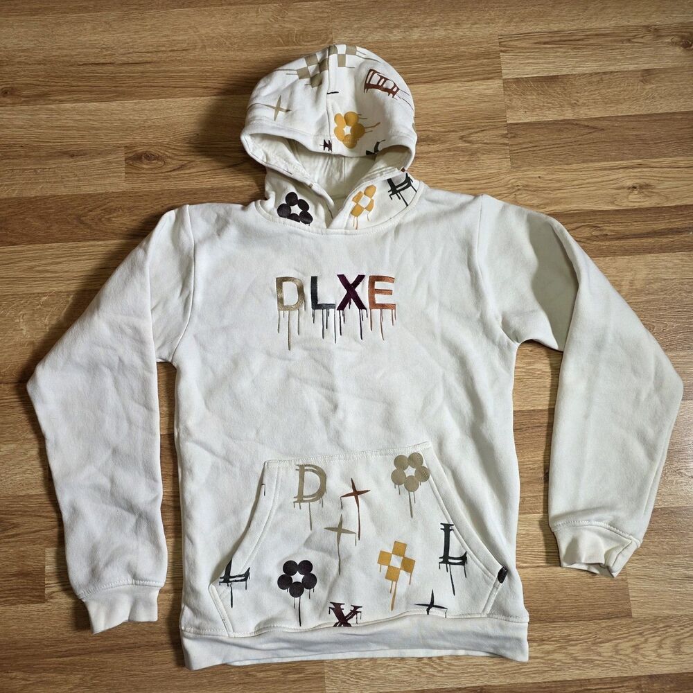 FWRD Denim Youth Hoodie - DLXE Drip - Size L (14/16) - Cream Color Streetwear